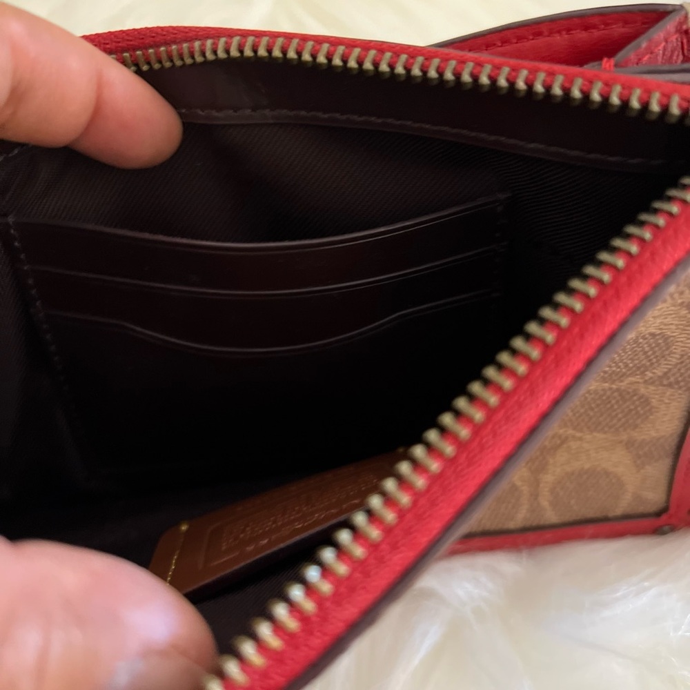 Coach Red and Brown Signature Wristlet - Picture 7 of 7
